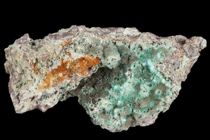 Calcite Encrusted Fibrous Aurichalcite Crystals - Mexico #127242